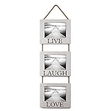 Barnyard Designs Rustic Hanging Picture Frame Set, Featuring ‘Live’, ‘Laugh’ and ‘Love’,...