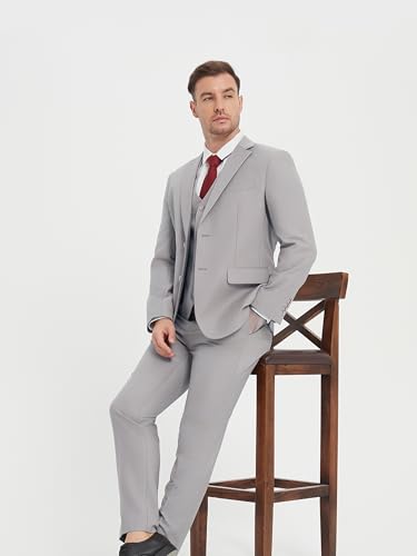 Men's Notch Collar Suits Slim Fit Wedding Business Party Dinner Prom Tuxedo 4 Pieces Two Button Blazer Vest Pants Tie Set2