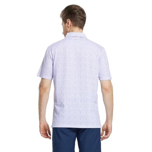 Image of M MAELREG Mens Golf Shirt Short Sleeve Dry Fit Print Moisture Wicking Performance Patterns Collared Polo Shirt