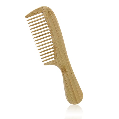 Peine de Dientes Anchos, Nature Peine de Bambú Peine Pelo Rizado Peine Puas Anchas Cabello Rizado Mujeres Hombres con Cabello Recto Rizado Grueso Ligero Y Peinado de Gancho (3mm Ancho de los dientes)