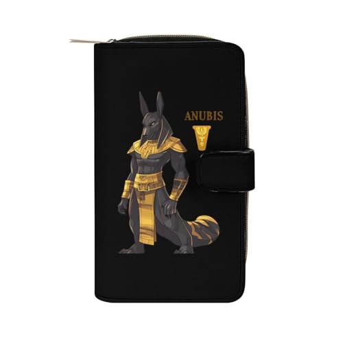 Anubis Black And Gold Womens PU Leather Wallet Long Purse Clutch Organizer for Office Travel