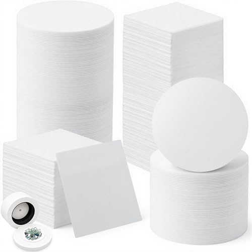 AmazingSpark 160 Sheets Microwave Kiln Papers Include 80 Sheet 4.7 Inch Round and 80 Sheet 2.8 x 2.8 Inch Ceramic Fiber Paper Insulation Ceramic Fiber Blanket for Glass Fusing DIY Crafts Supplies