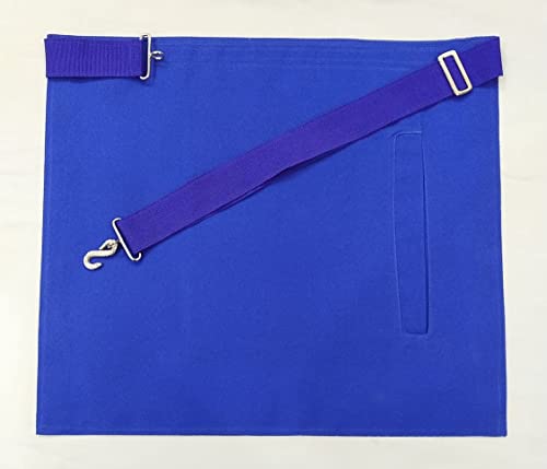 Riaz Impex Masonic Regalia Master Mason Apron Square Compass 1" Inch Royal Blue Satin Border #TOP3