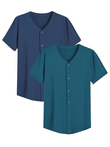 Image of Latuza Men's Bamboo Viscose Button Down Pajama Shirt 2 Pack