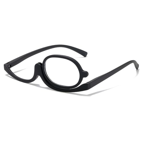 Genérico 1 Par de Gafas de Presbicia de Maquillaje, 180 ° Gafas de Presbicia Giratorio, Gafas de Bloqueo de Luz Azul(Negro,3.0 x)