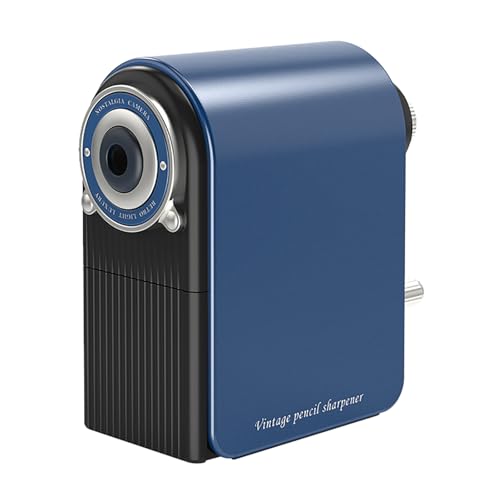 Sacapuntas manual de manivela para niños, sacapuntas para el aula, para lápices de 6,5 a 8 mm, placa espiral más fuerte, adecuado para estudiantes, artistas, adultos, niños (azul)