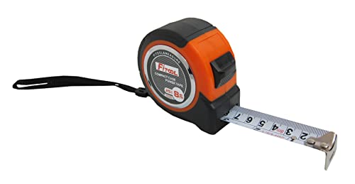 Compact Case Quality Steel Tape Measure, Metric and Inches, Shock Proof ABS Case with Soft Rubber Coating Grip, for Construction, Surveyor's Measuring Tape 8M/26FT