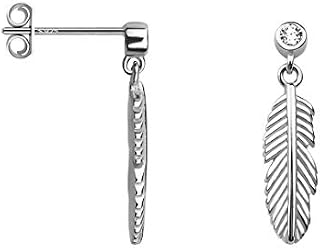 SOFIA MILANI - Women's Earrings 925 Silver - with Zirconia Stone - Feather Stud Earrings - 20497
