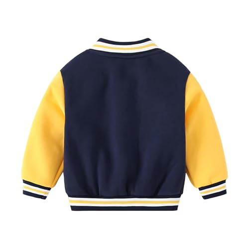 Boys Bomber Jacket Casual Fashion Letterman Fleece Button Front Long Sleeve Baseball Varsity Jackets with Pockets2
