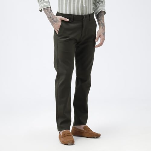 Image of BASICS Premium Cotton Stretch Formal Trousers for Men | Office Pants