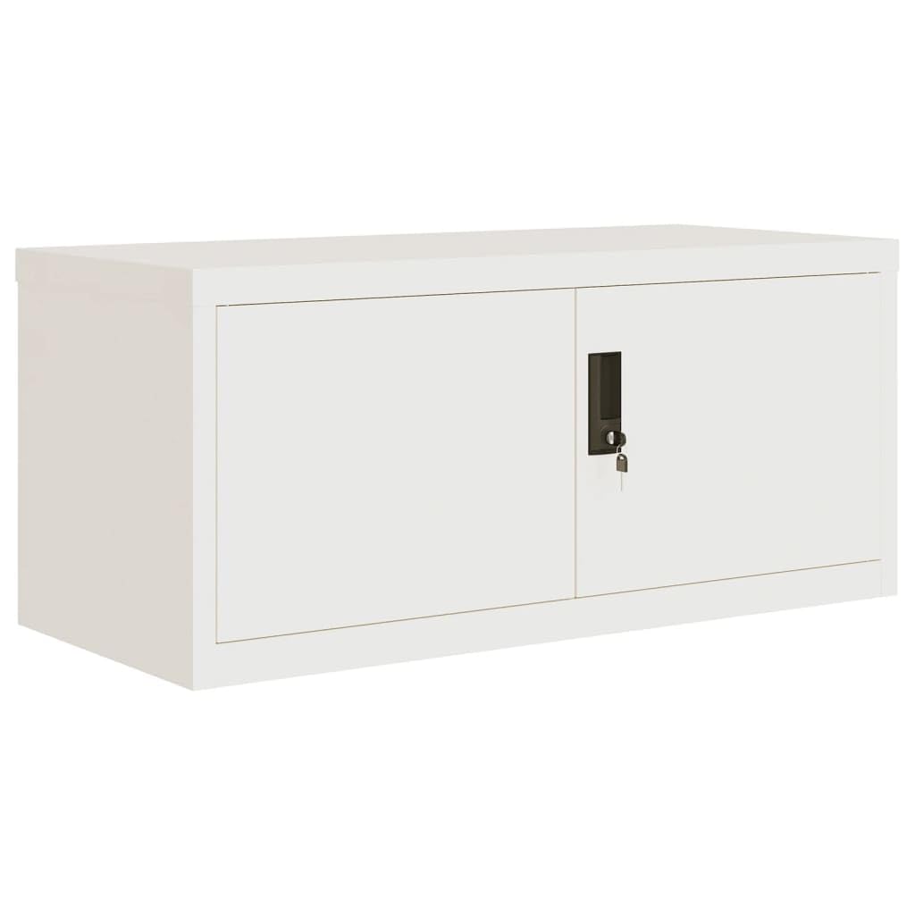 Biały segregator 90x40x240 cm stalowy z 4 regulowanymi półkami