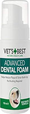 Vets Best Enzymatic dog Dental Foam, Teeth Cleaning and Fresh Breath Dental Care, 120 ml