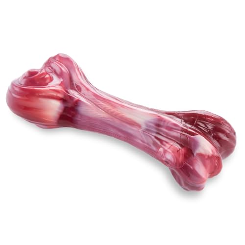 TSPRO Giochi Indistruttibile per Cani Masticatori Aggressivi, Vero Sapore di Manzo, Giocattolo Interattivo in Nylon Naturale per Taglia Media e Grande (Bone)