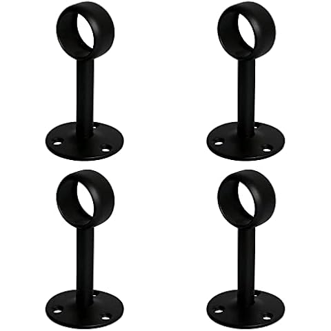 Aopin 4Pcs Ceiling Mount Bracket Pipe Hole Diameter 19 mm (3/4"), Stainless Steel Matte Black Flange Rod Bracket Curtain Shower Curtain Rod Ceiling Mount Bracket Cover