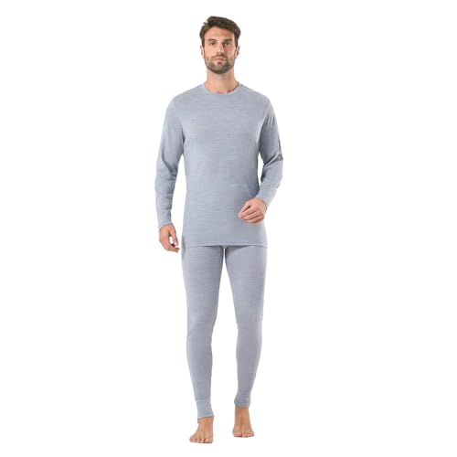 Merino Protect 100% Merino Wool Base Layer Mens Set Thermals Odor...