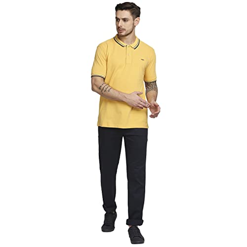 Image of Colorplus Men's Cotton Blend Solid Pattern Tailored Fit Polo Neck Half Sleeve Casual T-Shirt