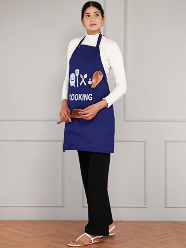 Image of Waterproof Polyester Printed Cooking Apron with Large Front Pocket & Chef Cap - Free Size | Kitchen, Home, Hotel, Cafe & Restaurant Use