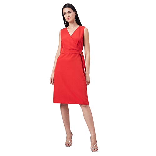 Image of Carlton London Women's Polyester A-Line Midi Casual Dress