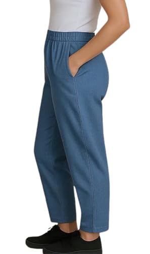Turtle Bay New York Women's Casual Relaxed Fit Elastic Waist Pull On Denim Jeans3
