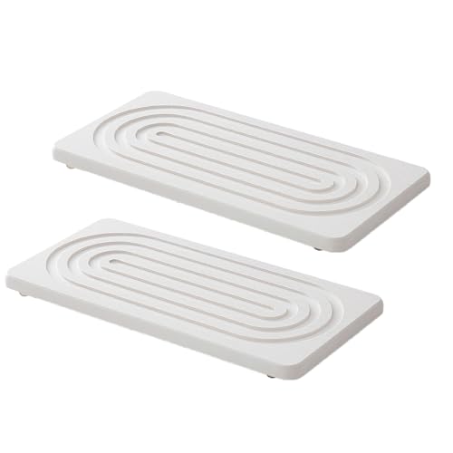 yanwuwa Juego de jabonera natural absorbente de agua de alta absorción de secado rápido para maquillaje y artículos húmedos, jabón líquido o cosméticos, bandeja moderna de jabón de diatomita