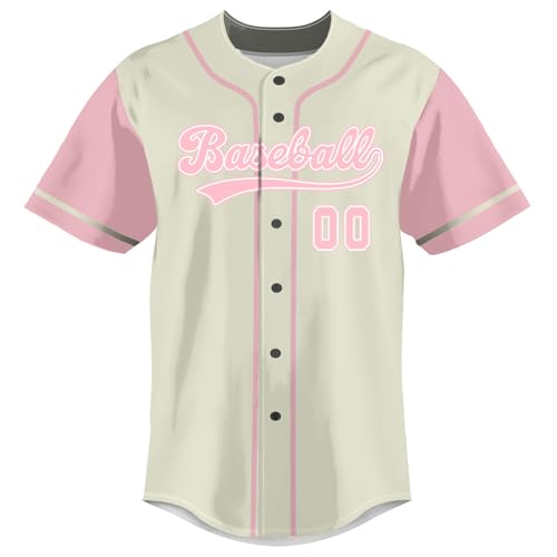 Camiseta personalizada de béisbol (Beige/Granate) - Nombre y número personalizados - Estilo abotonado para hombres, mujeres y jóvenes miniatura 3