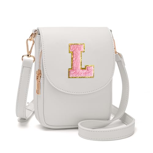 Image of Viverte Crossbody Purse for Teen Girls Small Initial Cell Phone Toddler Purse Leather Triple Compartment Crossbody Bags