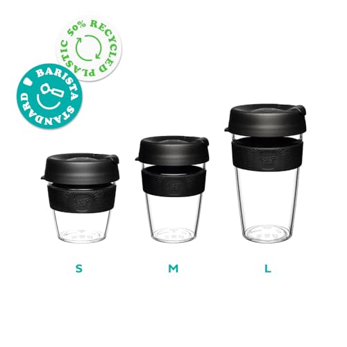 KeepCup Original, Lightweight Plastic Reusable Coffee Cup with Splashproof Sipper Lid - Medium 12oz/340ml - Black