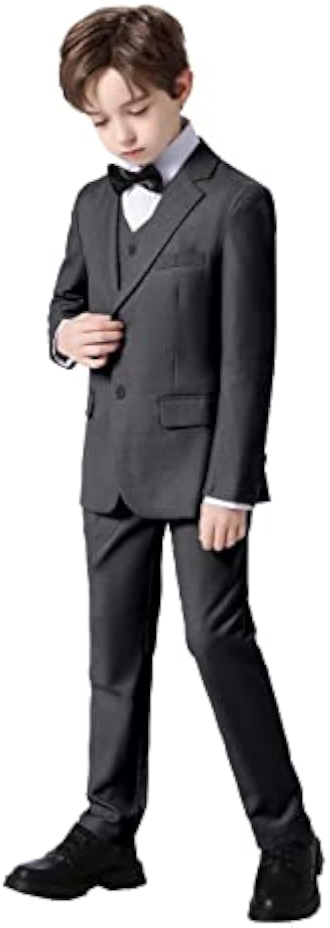 Boy Suits 5 Pieces Formal Suit Set with Adjustable Waist Kids Dress Suit for Wedding Prom