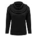 Womens Cowl Neck Pullover Sweater Trendy Casual Loose Long Sleeve Turtleneck Knit Sweaters Lightweight Solid Jumpers B-Black