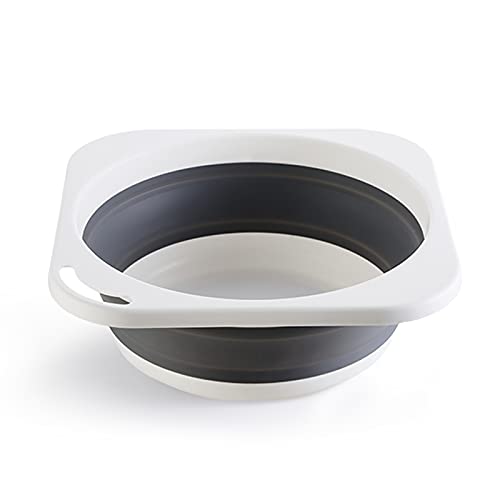 Image of Collapsible Multipurpose Plastic Washing Basin, Small Portable Folding Dish Tub, Dish Pan 5L(1.4 Gallon) (Gray, 1)