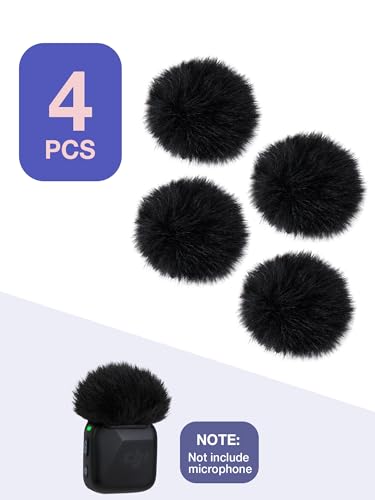 YOUSHARES DJI Mic Mini Wind Muff - 4 PCS Furry Microphone Windscreen for DJI Mic Mini Wireless Microphone to Reduce Wind Noise(Black) - Image 3