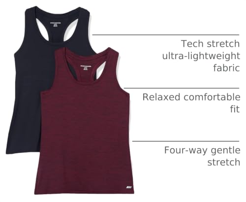 Image of Amazon Essentials Women's Active Quick Dry Tech Stretch Racerback Scoop Neck Tank Top, Multipacks