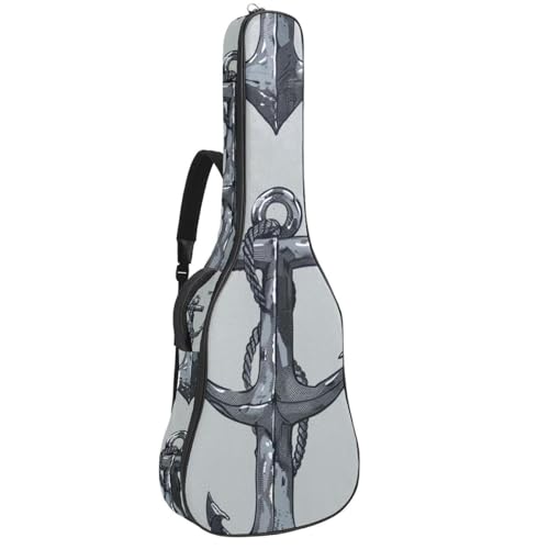 Housse pour guitare basse et électrique 104 cm imperméable motif ancre grise