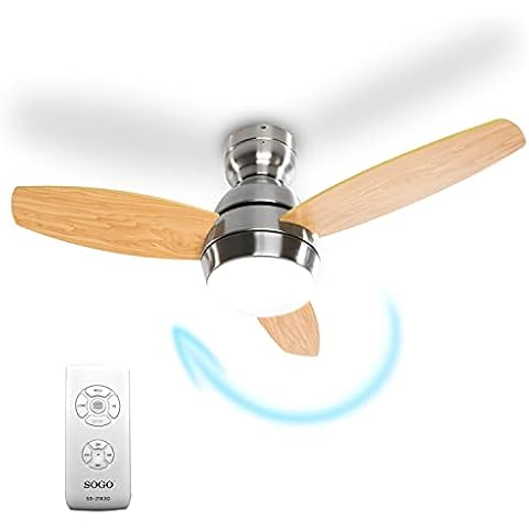SOGO Ventilador de techo con luz LED y mando a distancia Cover