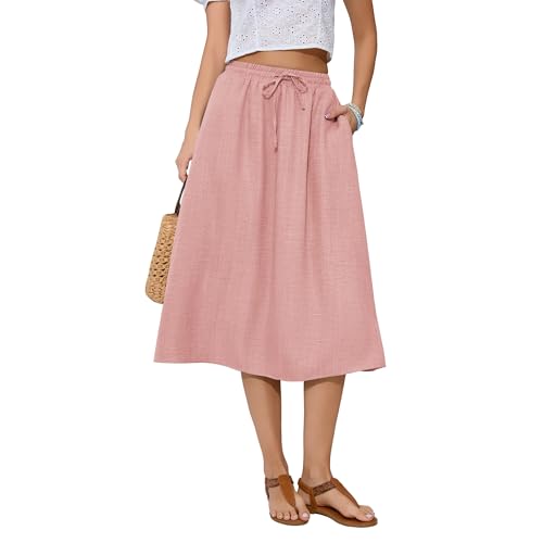 Image of Witsmile Women's Summer Pleated High Waisted Casual Flowy Skirt Pockets