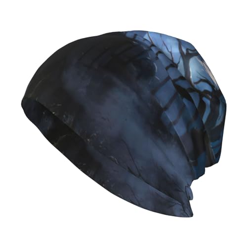StOlmx Gorro de invierno para hombre y mujer, gorro de punto térmico para esquí, sombreros y gorras con estampado histórico del puente de la torre vieja de Londres, Noche de niebla de Halloween, talla
