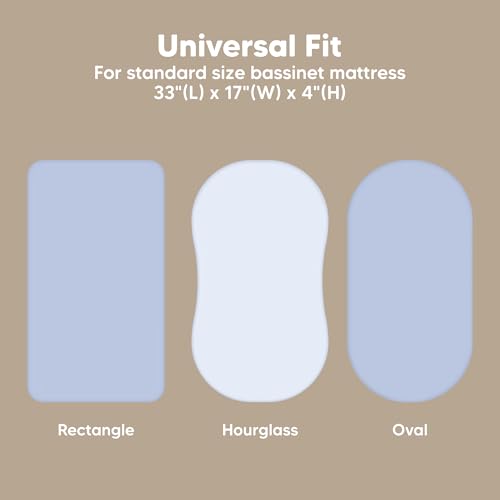 Image of 2-Pack Baby Bassinet Sheets Girl, Boy - 33x17 Viscose Derived from Bamboo Bedside Mattress Fitted Bassinet Sheets, Compatible with Halo Bassinest Swivel Sleeper, Baby Delight, Graco (Blue Flax)