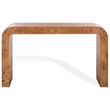 SAFAVIEH Couture Collection - Tessly Walnut Burl Veneer Console Table, Curved Waterfall Design, Fully Assembled (SFV5550A)