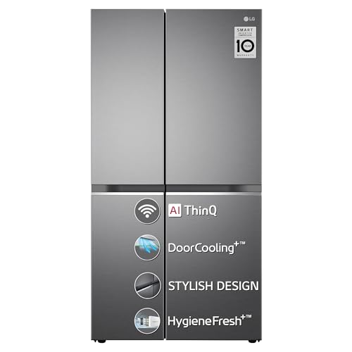Image of LG 655 L Frost-Free Inverter Wi-Fi Side-By-Side Refrigerator (GL-B257EPZX, Shiny Steel, Door Cooling+ with Hygiene Fresh)