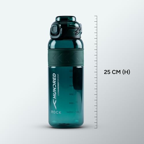 Image of Hundred Rock 1 Litre Water Bottle | 1000ml / 34oz | BPA Free | One Key Open Safety Lock | Spill and Leak Proof Sports, Travel, Gym Bottle (Alpine Green /Green)