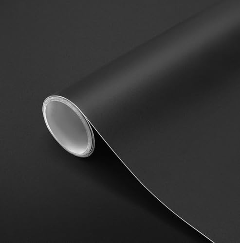 Image of ONETON Peel and Stick Black Matte Contact Paper Waterpoof Self Adhesive Decorative Wallpaper for Wall Kitchen Wallpaper for Bedroom (Black MATT WP, 12X50 inch)