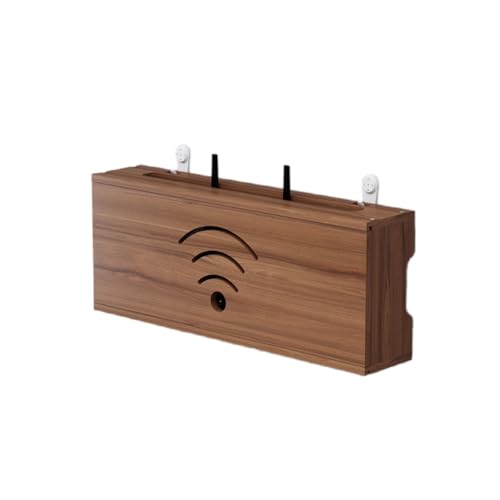 YFFY ルーター収納ボックス 木製 配線隠し コード 収納 壁掛け Wi-Fiルーター収納 大容量ルーター 目隠し (ウォールナット色,30CM)