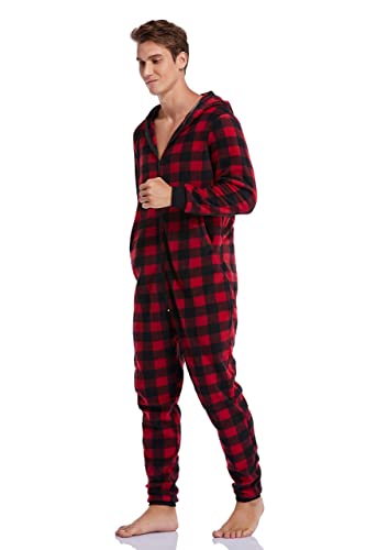 Couples Matching Christmas Pajamas with Hoodie Fleece Onesie