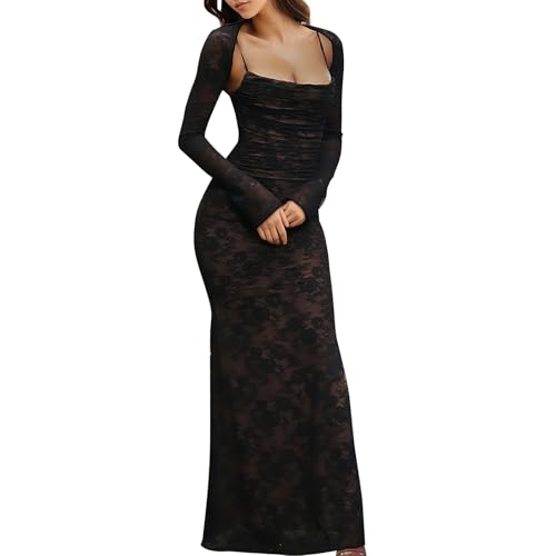 fitted lace wedding dress Amazon.com: Women's Sexy Mesh Dresses Long Sleeve Slim Fit Elegant Sheer  Maxi Dress Party Club Night Out Evenig Cocktail Long Dresses: Clothing,  Shoes & Jewelry