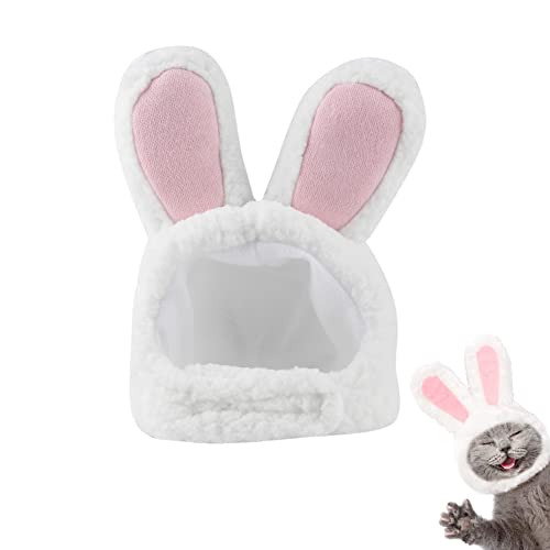 ciciglow Hasenohren für Katzen, süßes Kostüm, Plüsch-Kaninchenmütze für Katzen und kleine Hunde, Welpen, Partykostüm, Halloween-Zubehör, Kopfbedeckung