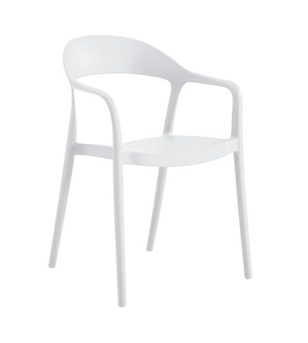 METRO Professional Laveria Silla de Exterior, Polipropileno y Fibra de Vidrio, Blanco, Apilable, 150 kg de Capacidad, 57x52x81 cm