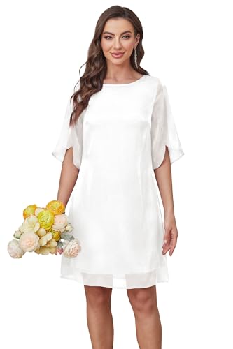 Image of RUMIA Womens Cocktail Dresses Flutter Sleeve Wedding Guest Dresses for Women 2026 Trendy