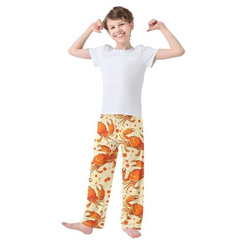 ZZXXB Retro Crab Polka Dot Boys Long Pants Soft Trousers Elastic Waist Kids Lounge Bottoms with Pockets S-XL2