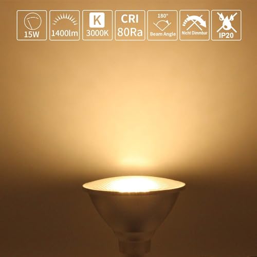 Allesgute 15W E27 LED PAR38 Spot Reflektor Strahler Licht Leuchtmittel Warmweiss 1400 Lumen Birne Eqv. to 150w Halogen Lampen, 2-Stück
