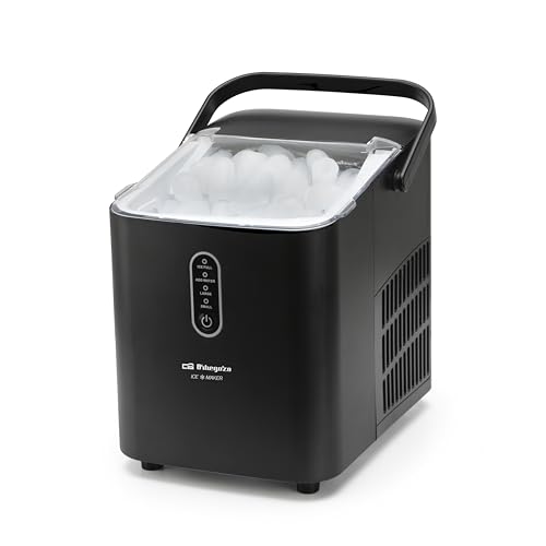 MHH 1200 Máquina de Hacer Hielo, 12 Kg/24H, 8 Cubitos Tipo Bala Cada 6-8 Min, 2 Tamaños de Hielo, Autolimpieza, Silenciosa, Depósito 1L, Compacta, Asa de Transporte, 120W